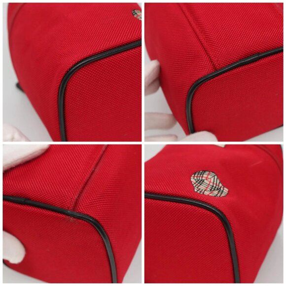 BURBERRY Vanity Cosmetic Pouch Canvas Red Auth ti2868 - Picture 16 of 16